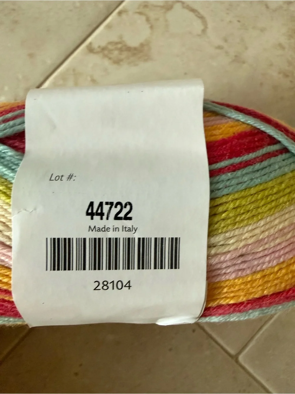 Felici Fingering Weight Yarn - Multicolor Pastel Stripes 2 Skeins Side Pony